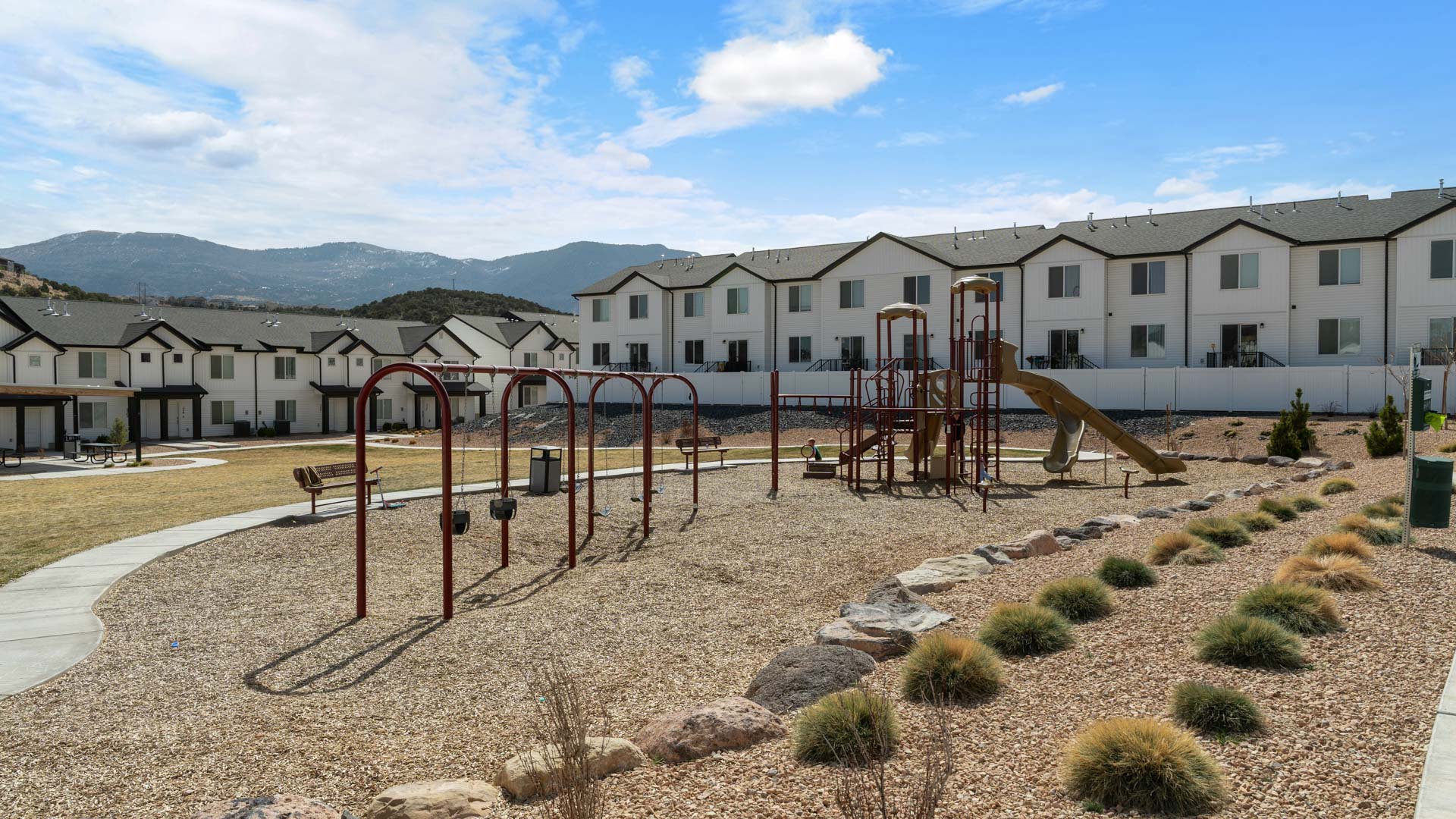 Old Sorrel Townhomes amenities with park, playground, and pavilion.