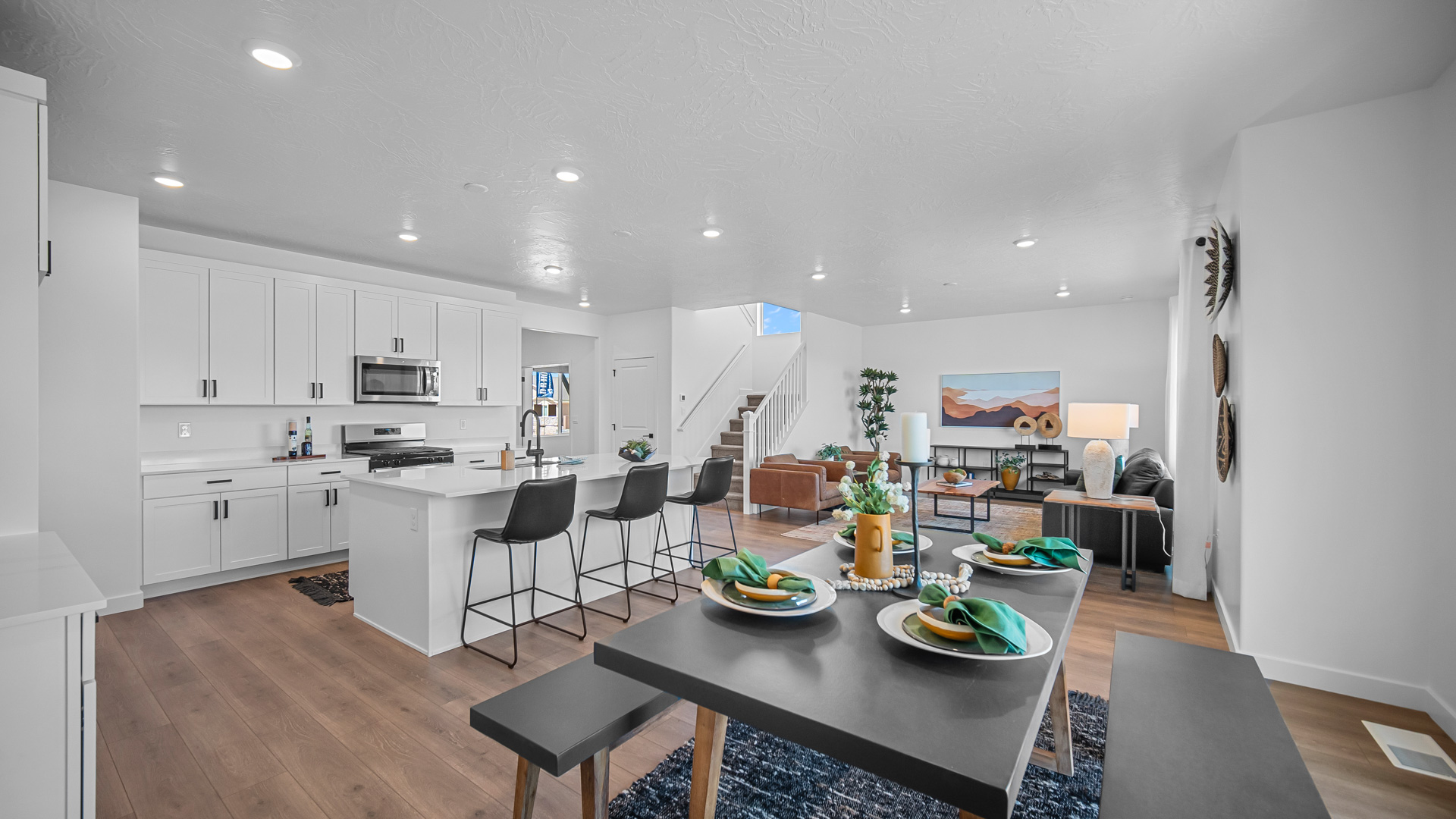 Dining and kitchen space.