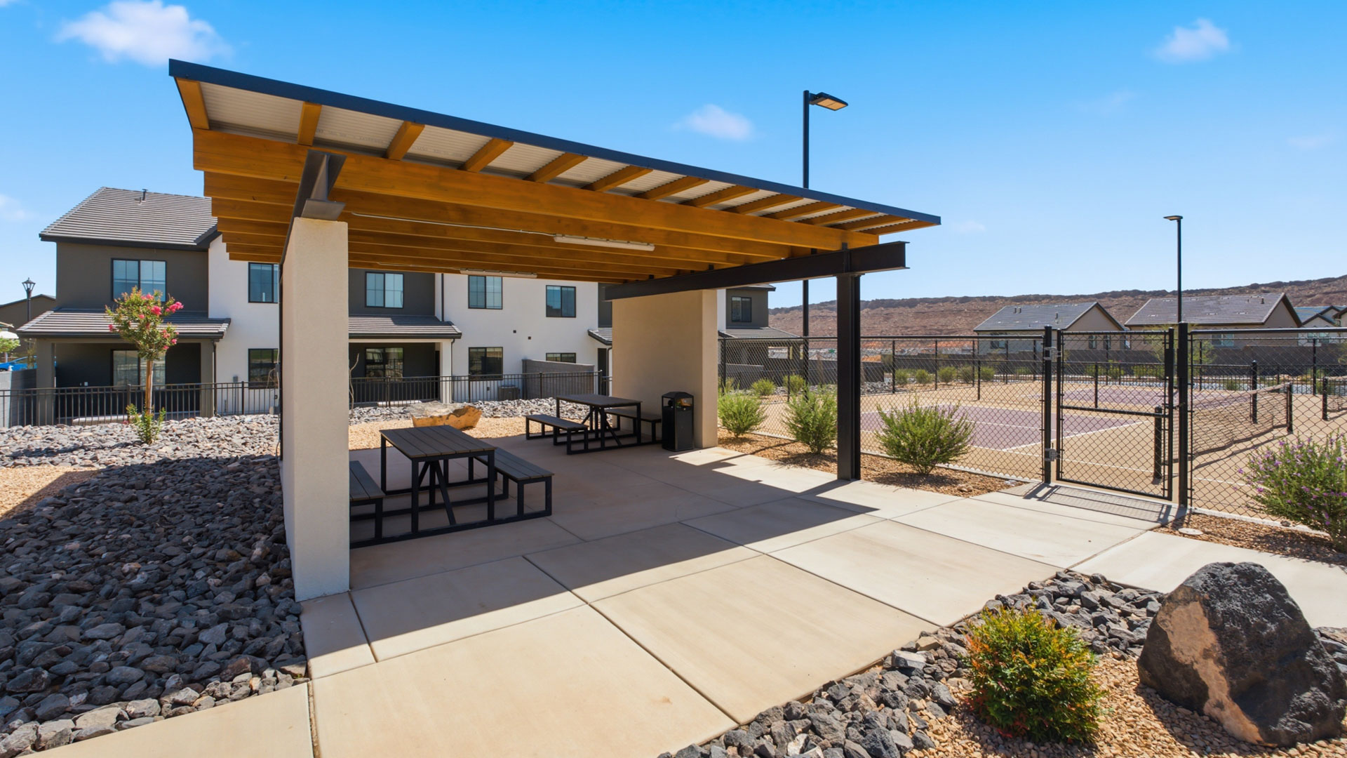 skyline is featuring amazing amenities for the community including a pool and pickleball courts.