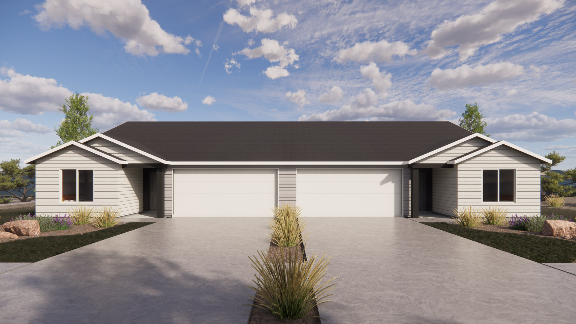 Model home Bella platinum gray townhome plan in Cedar City, Utah.