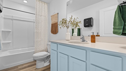 Bathroom with shower surround.