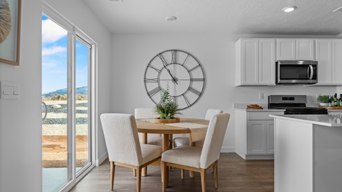 Dining area with patio doors.