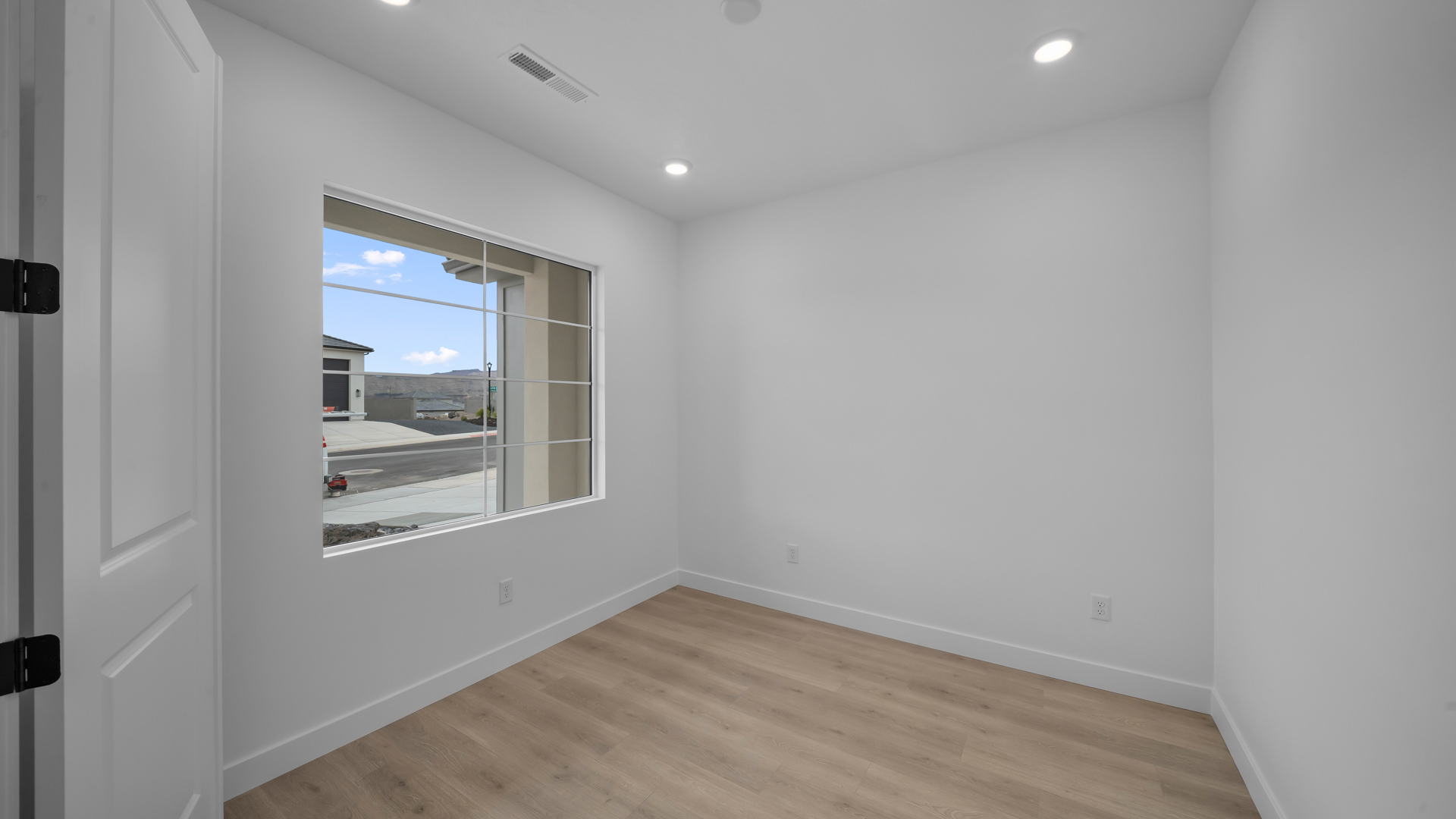 Front office with double glass doors.