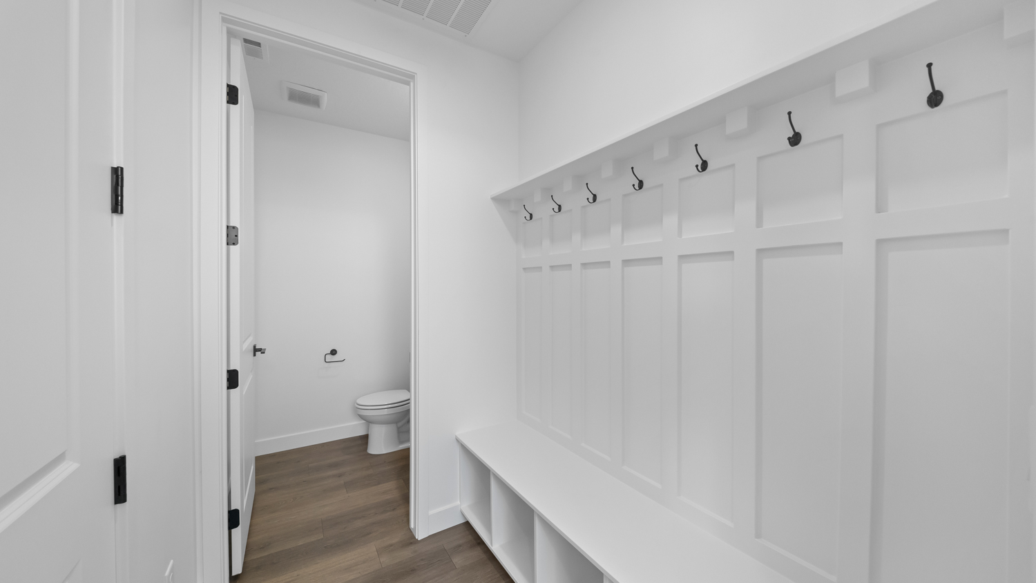 Mudroom with storage bench.