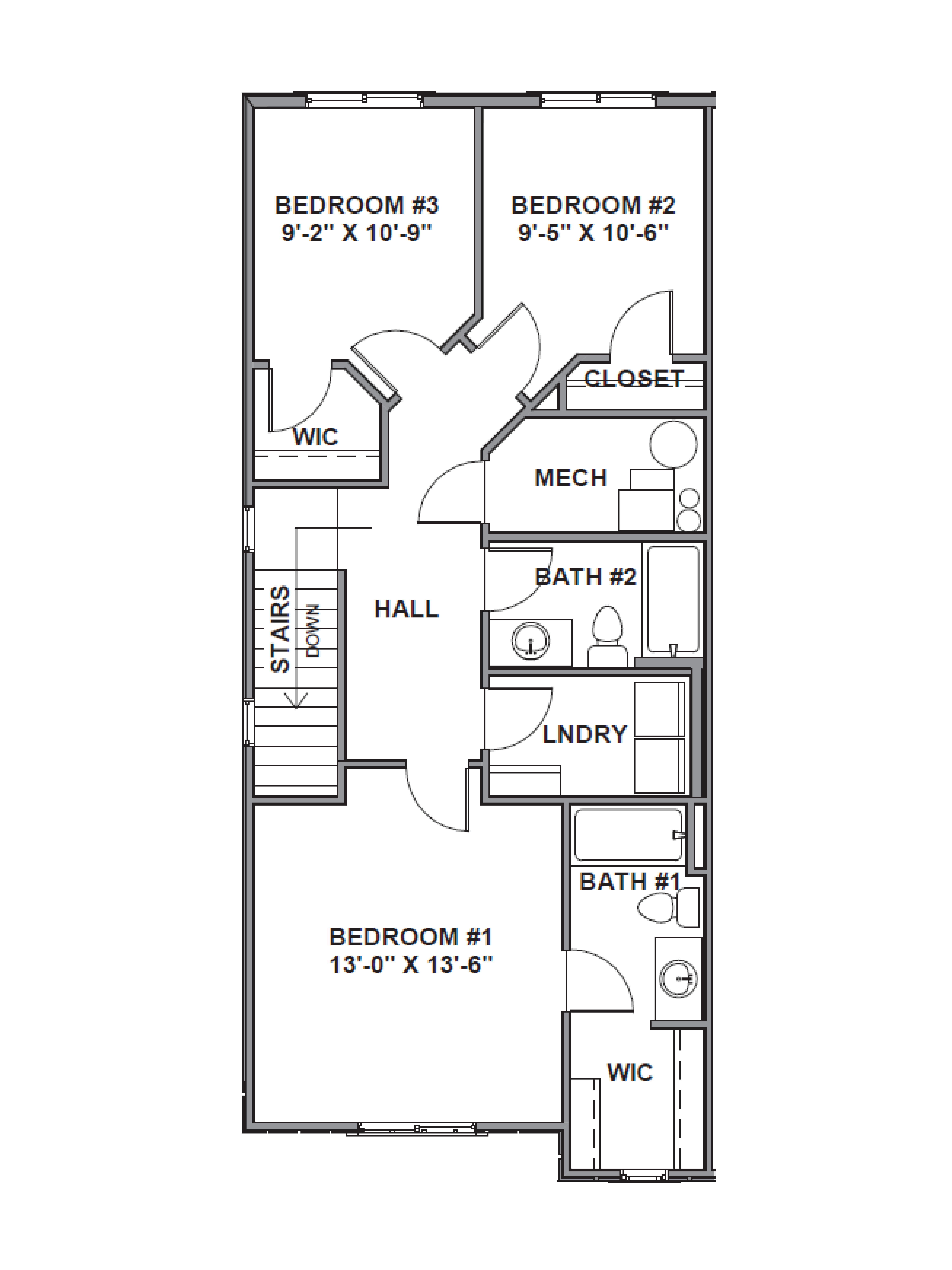 Second floor of the dalton end floorplan in harrisville, utah