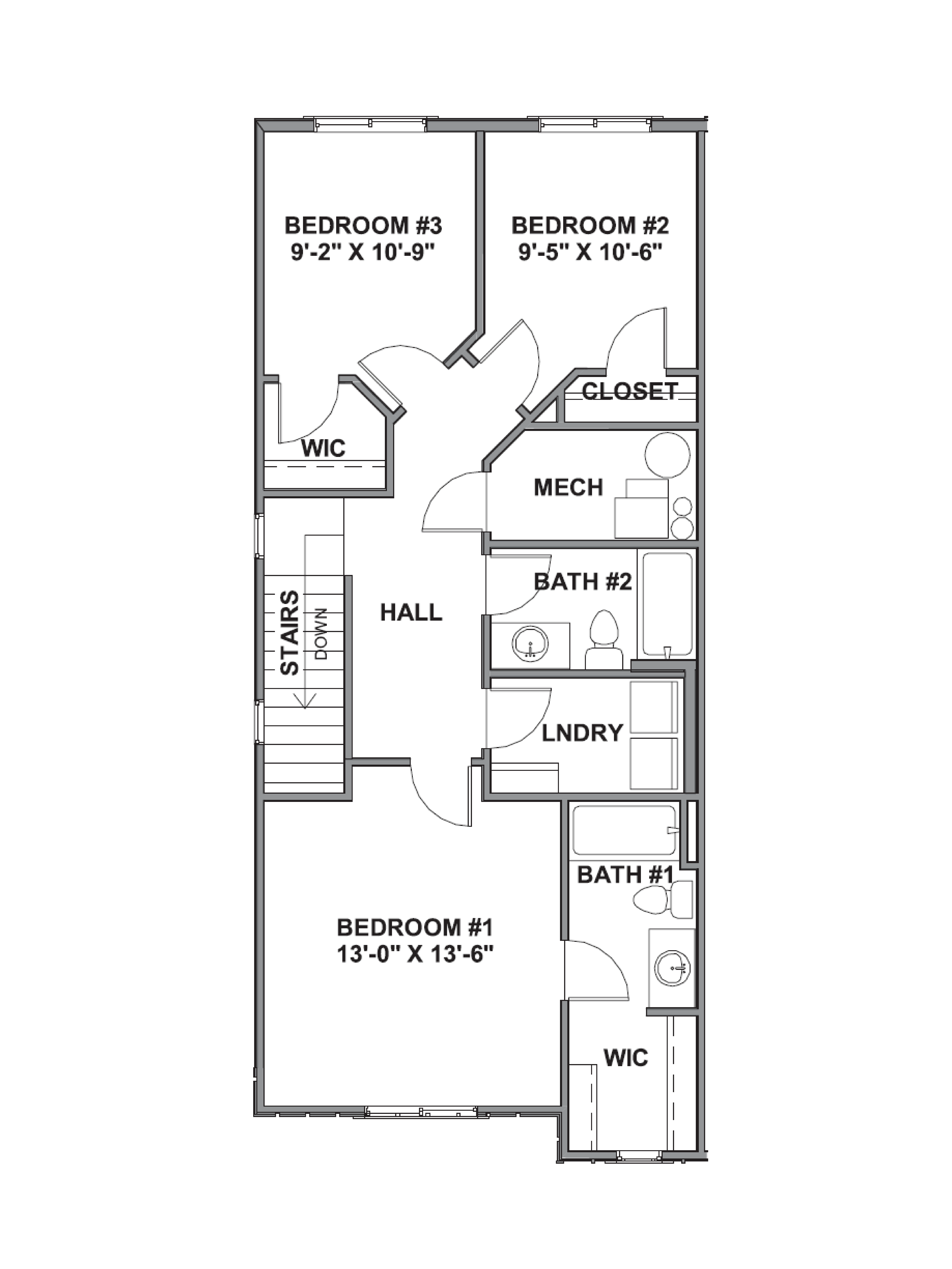 Second floor of the dalton end floorplan in harrisville, utah
