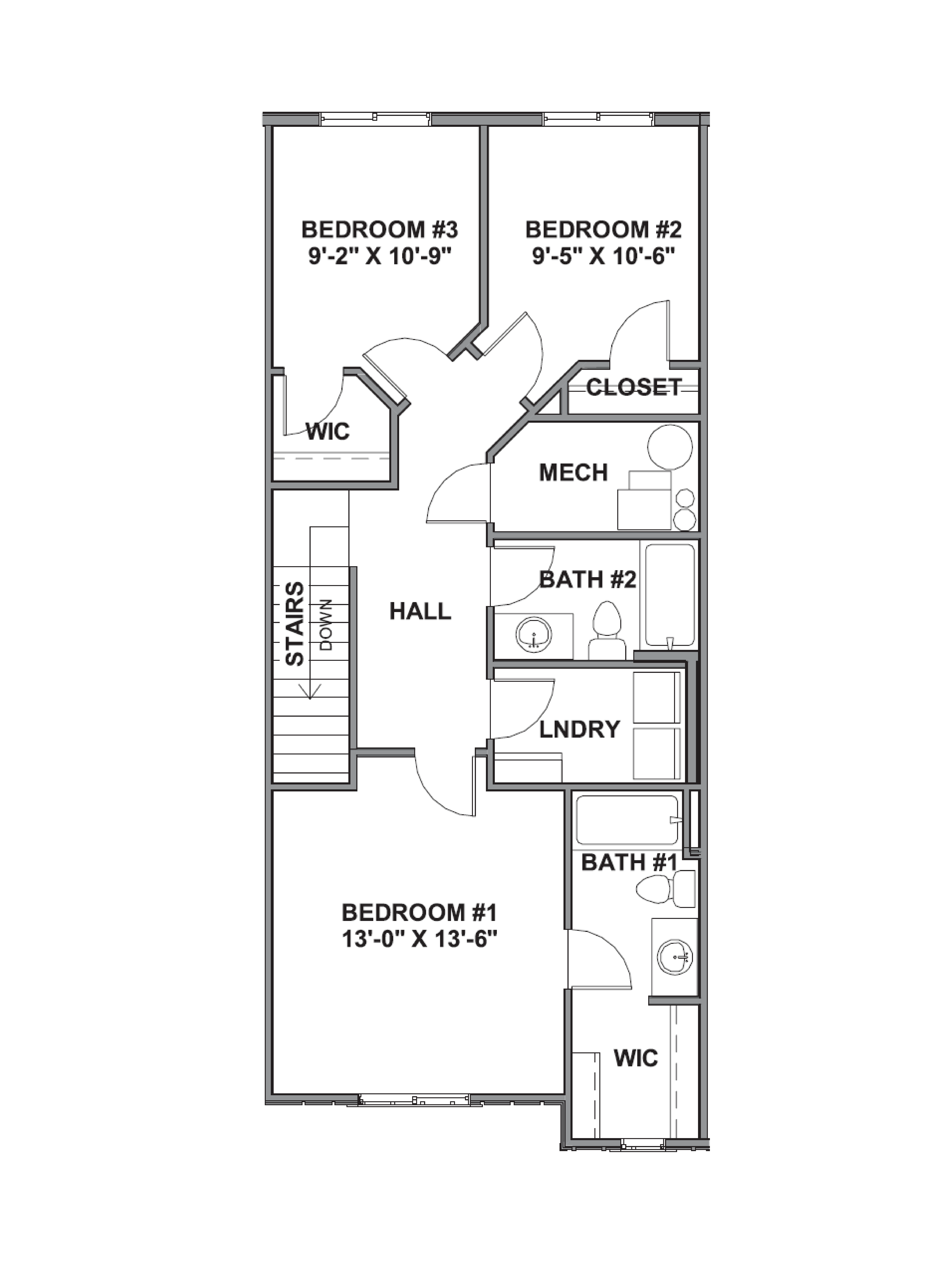 Second floor of the dalton end floorplan in harrisville, utah