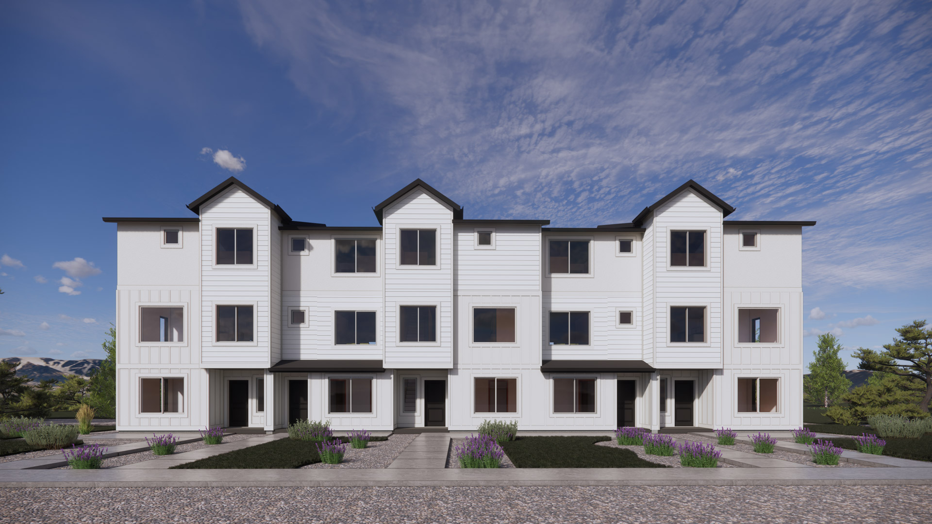 farmhouse elevation rendering for the emery floorplan in harrisville, utah