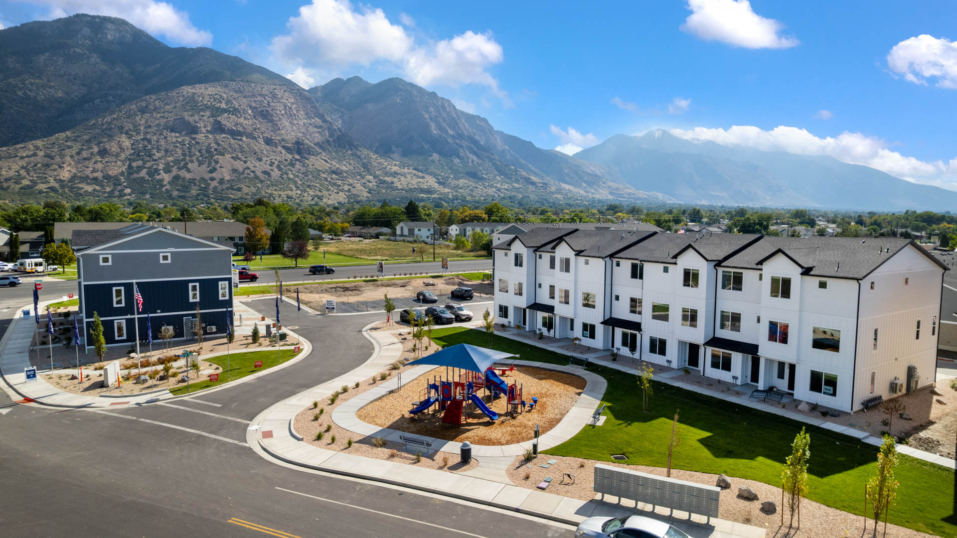 Dixon Creek aerials towards mountains.