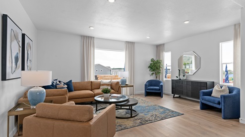 Living room with three windows.