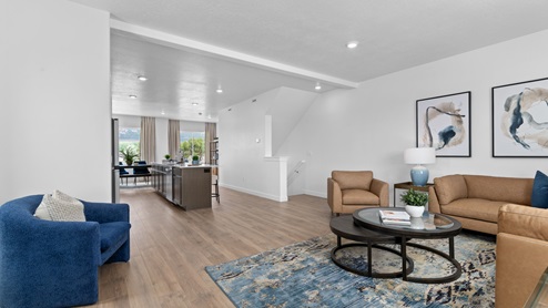Living room with three windows.