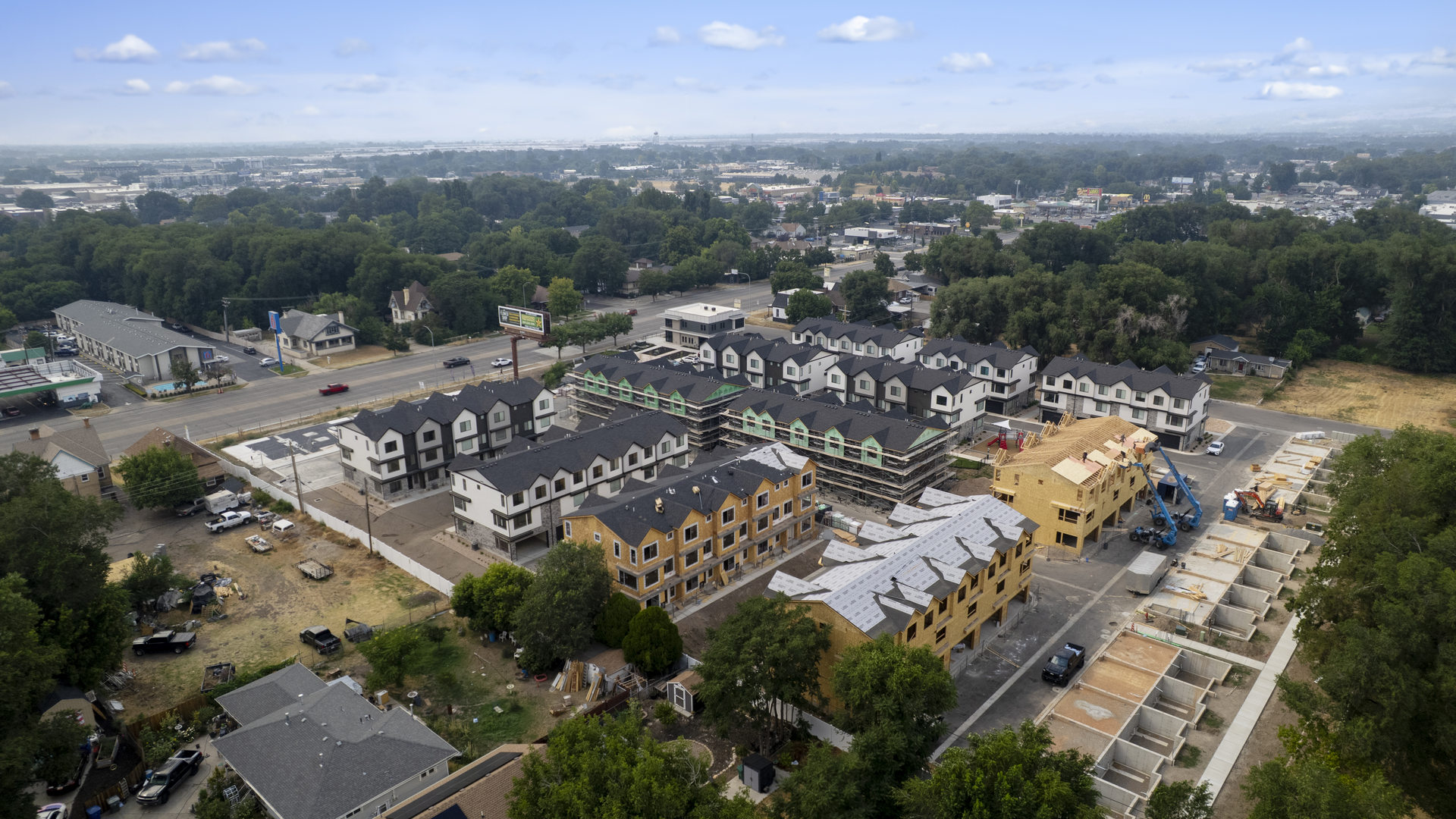Midtown Village aerial of new community in Ogden, Utah.