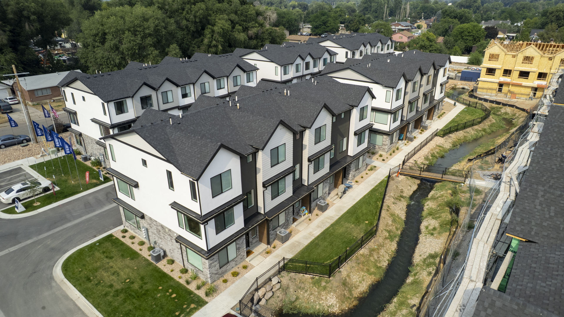 Midtown Village aerial of new community in Ogden, Utah.
