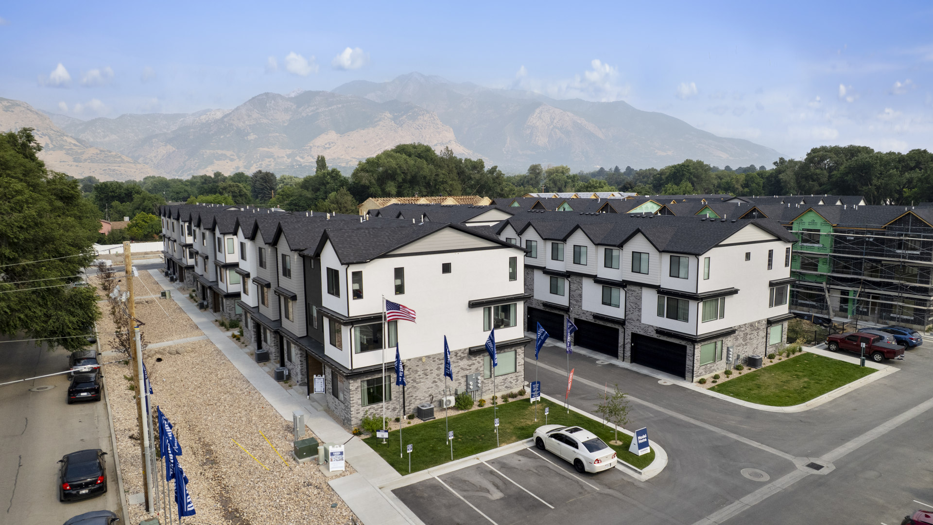 Midtown Village aerial of new community in Ogden, Utah.