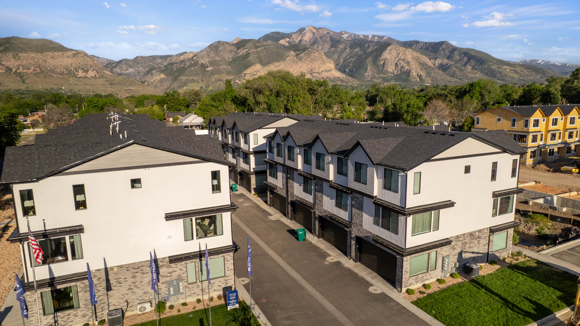 Midtown Village aerial of new community in Ogden, Utah.