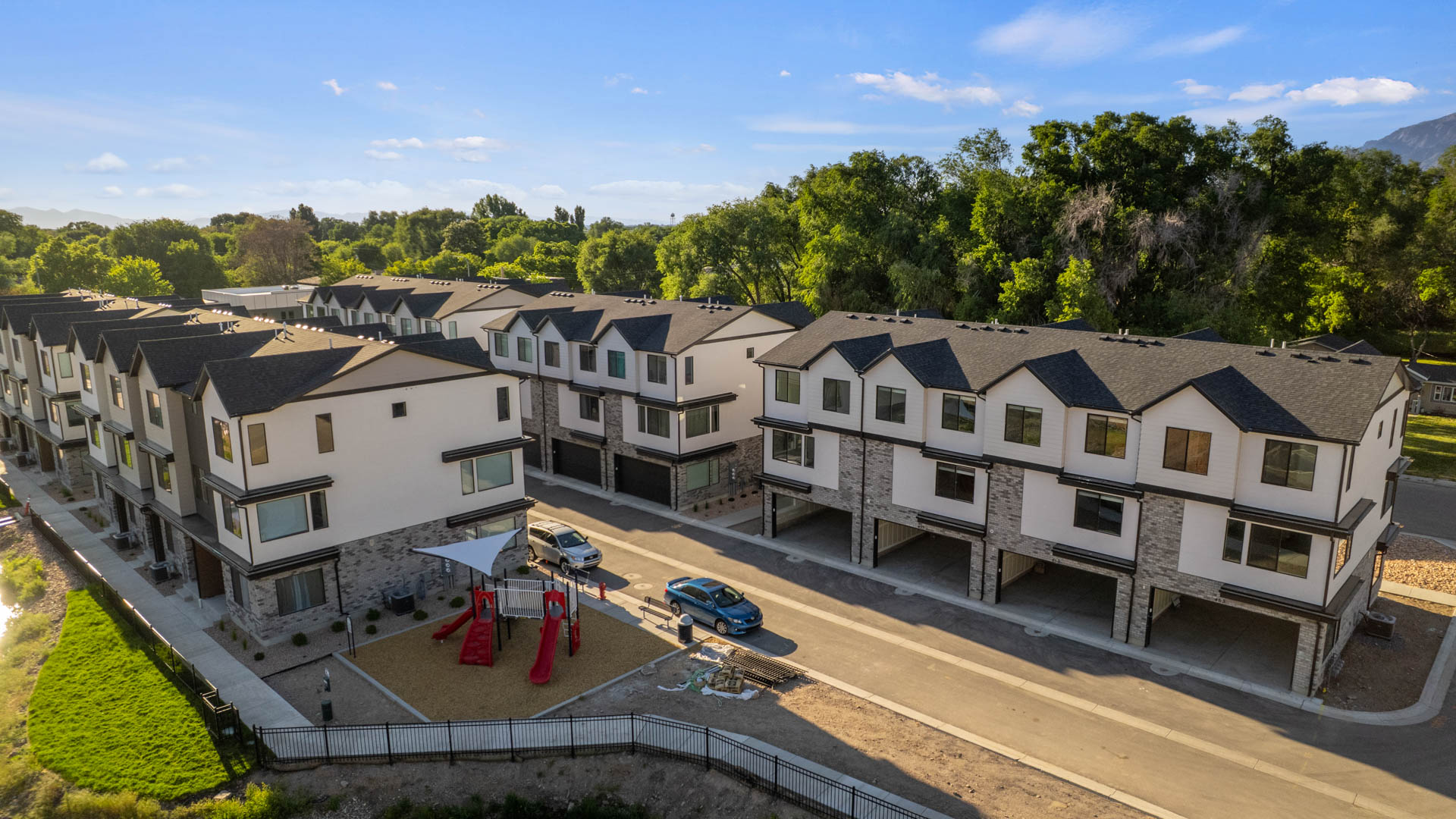 Midtown Village aerial of new community in Ogden, Utah.
