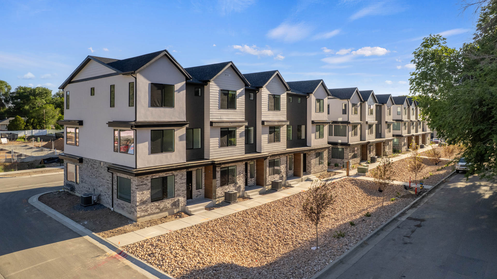 Midtown Village aerial of new community in Ogden, Utah.