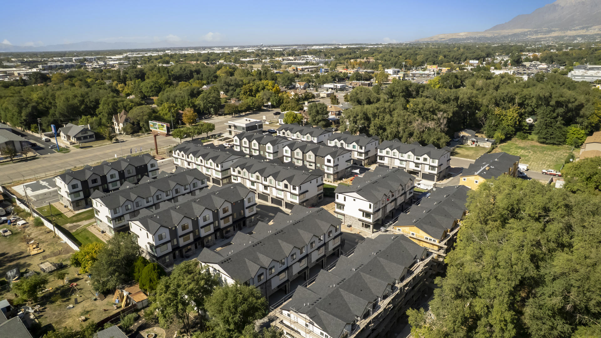 Midtown Village aerial of new community in Ogden, Utah