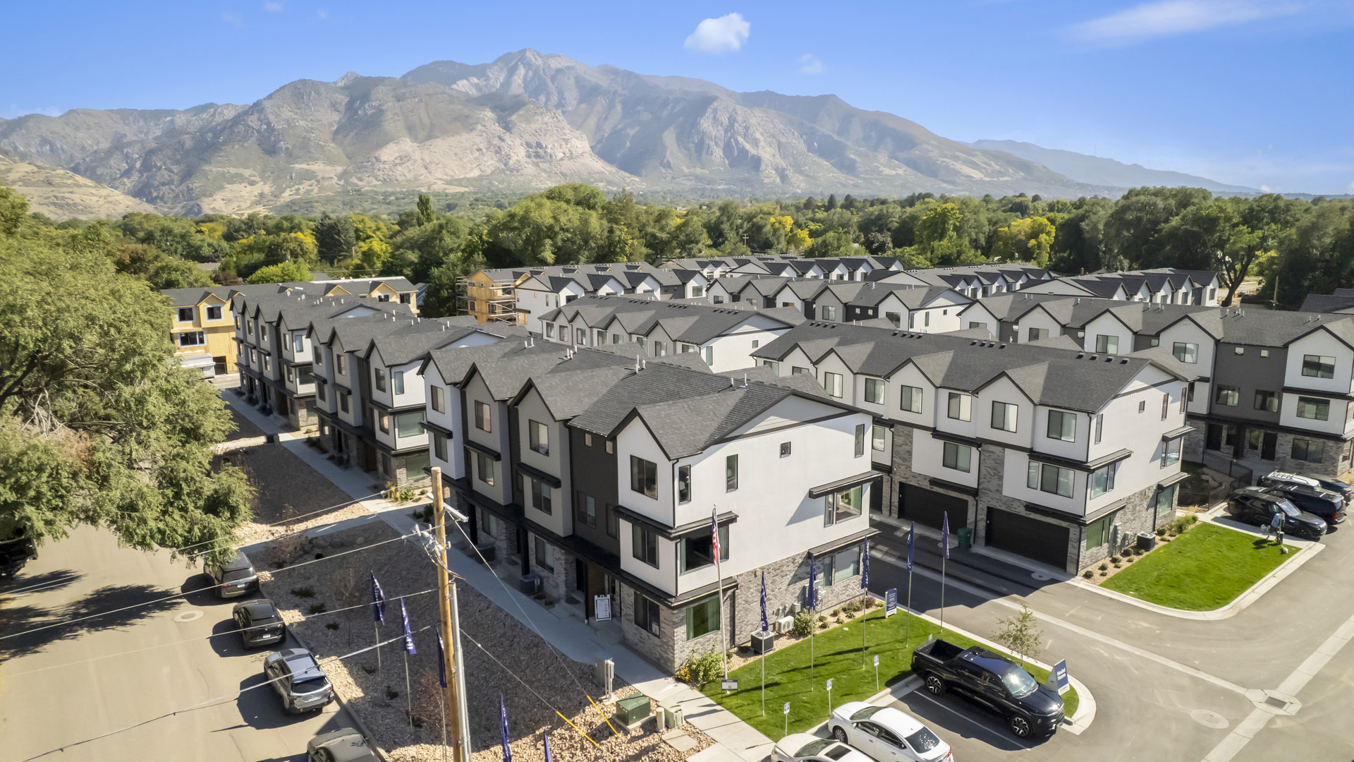 Midtown Village aerial of new community in Ogden, Utah