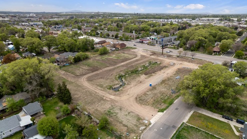 Midtown Village aerial of new community in Ogden, Utah.