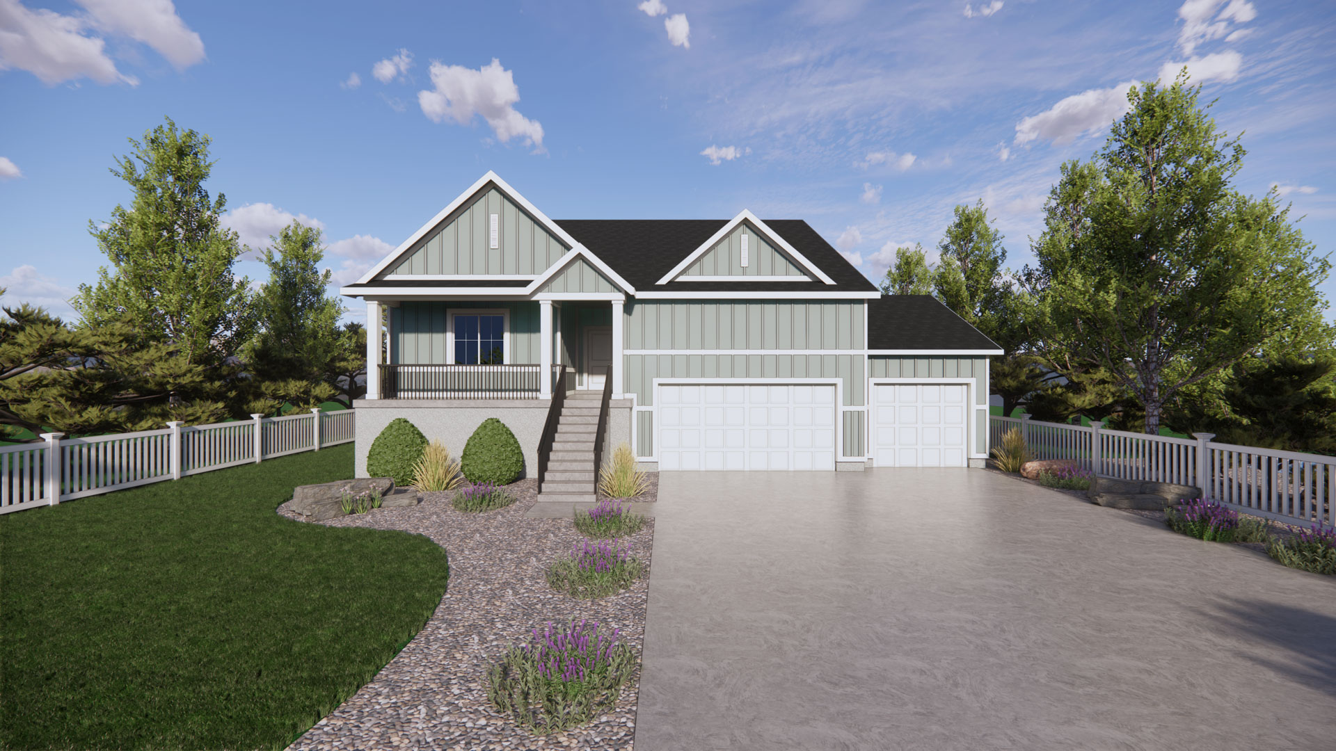farmhouse elevation rendering of our monroe plan in ogden, utah