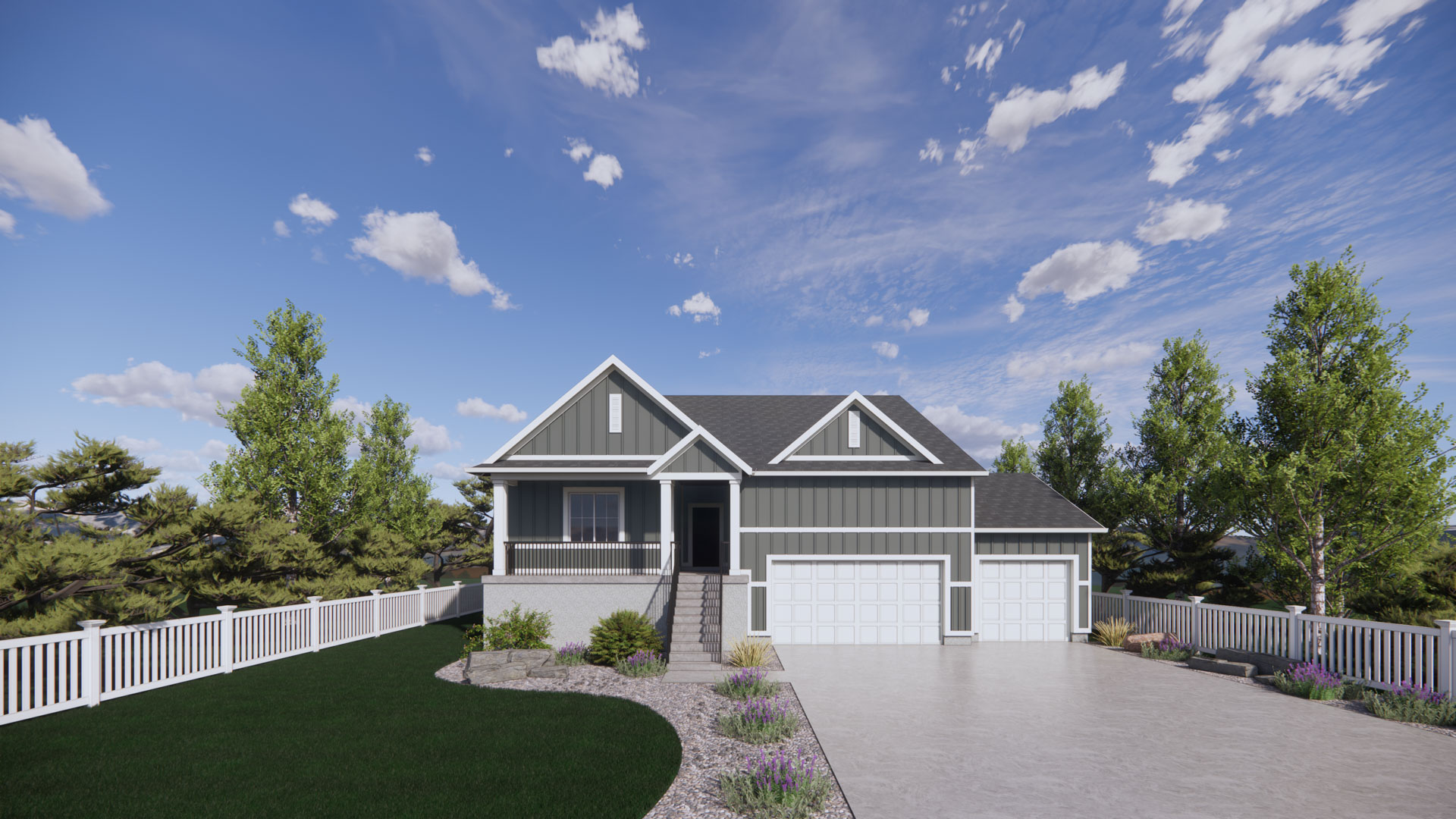 farmhouse elevation rendering of our monroe plan in ogden, utah
