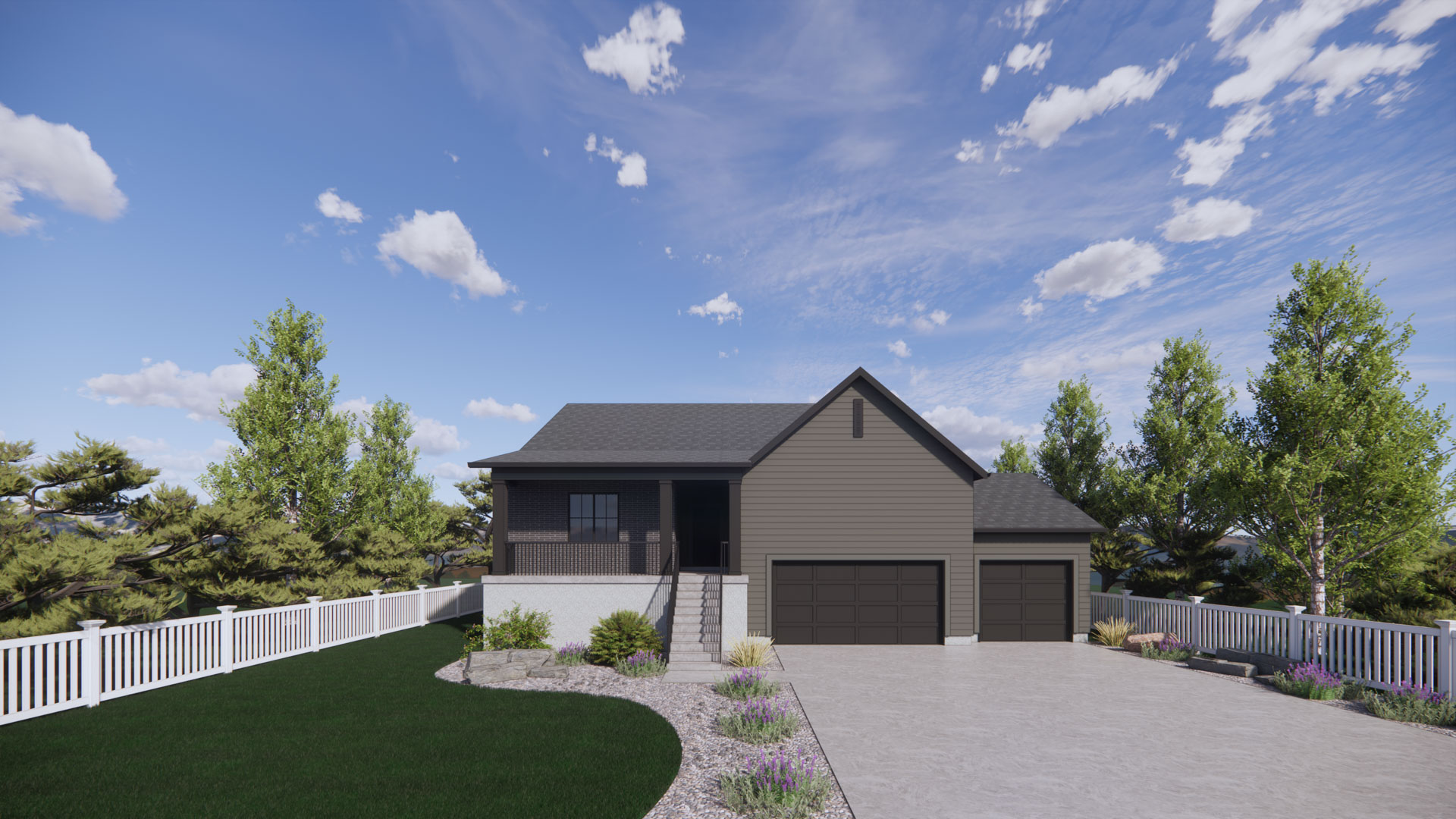 modern farmhouse elevation rendering of our monroe plan in ogden, utah