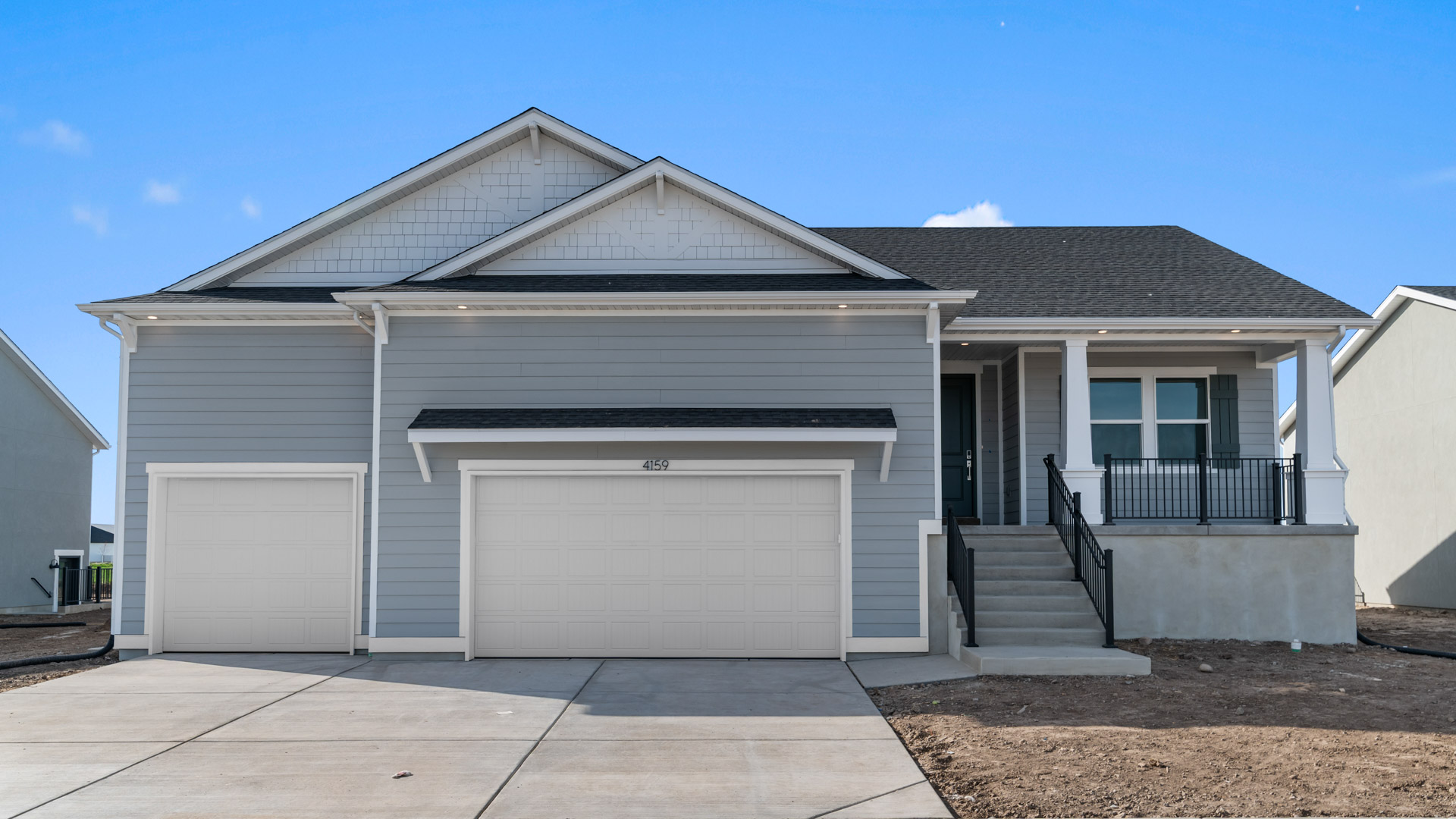 Livingston Craftsman elevation 3 car.