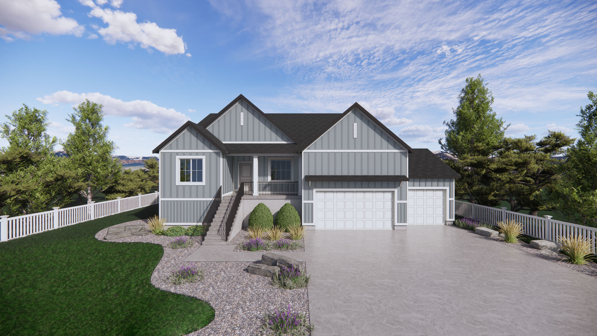 farmhouse elevation rendering of our oakley plan in ogden, utah