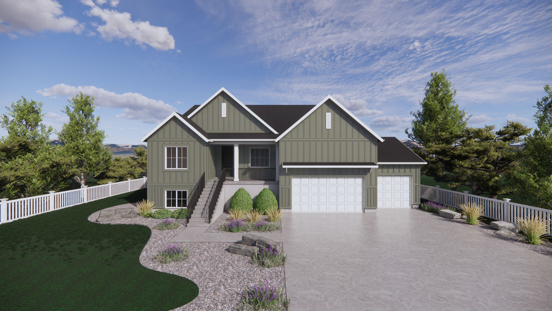 farmhouse elevation rendering of our oakley plan in ogden, utah