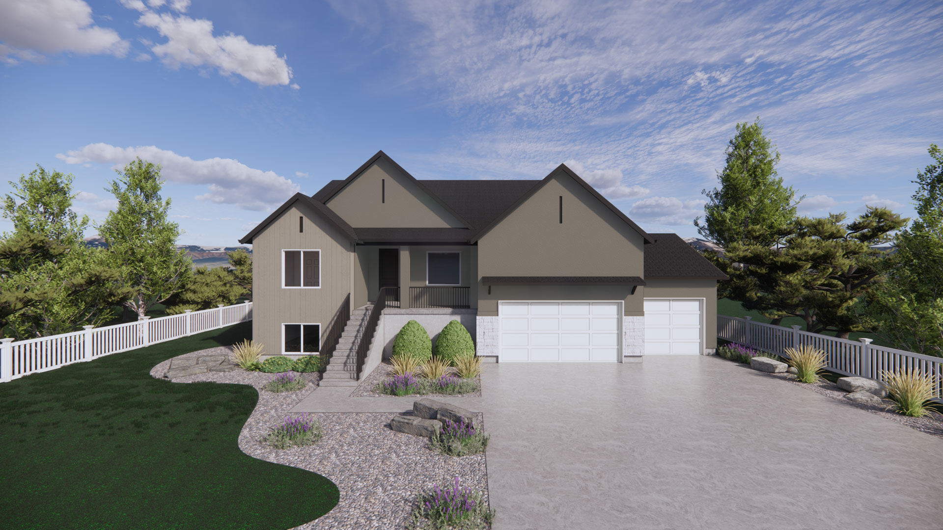transitional elevation rendering of our oakley plan in ogden, utah