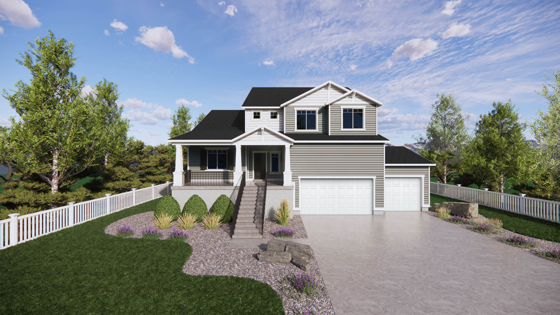 craftsman elevation rendering of our sydney plan in ogden, utah