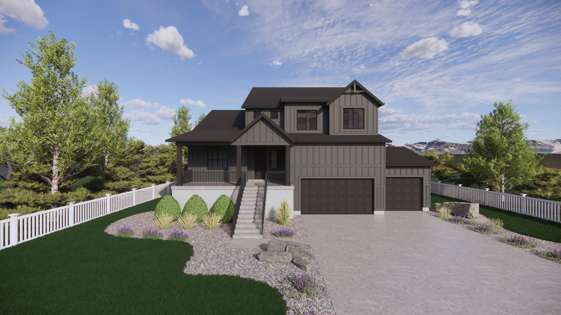 farmhouse elevation rendering of our sydney plan in ogden, utah