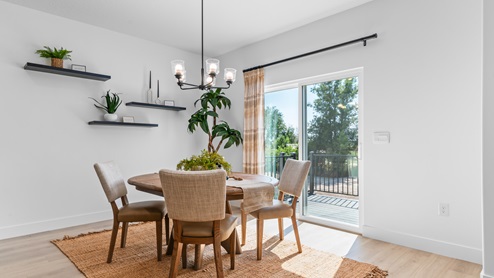 Dining room area with patio doors.