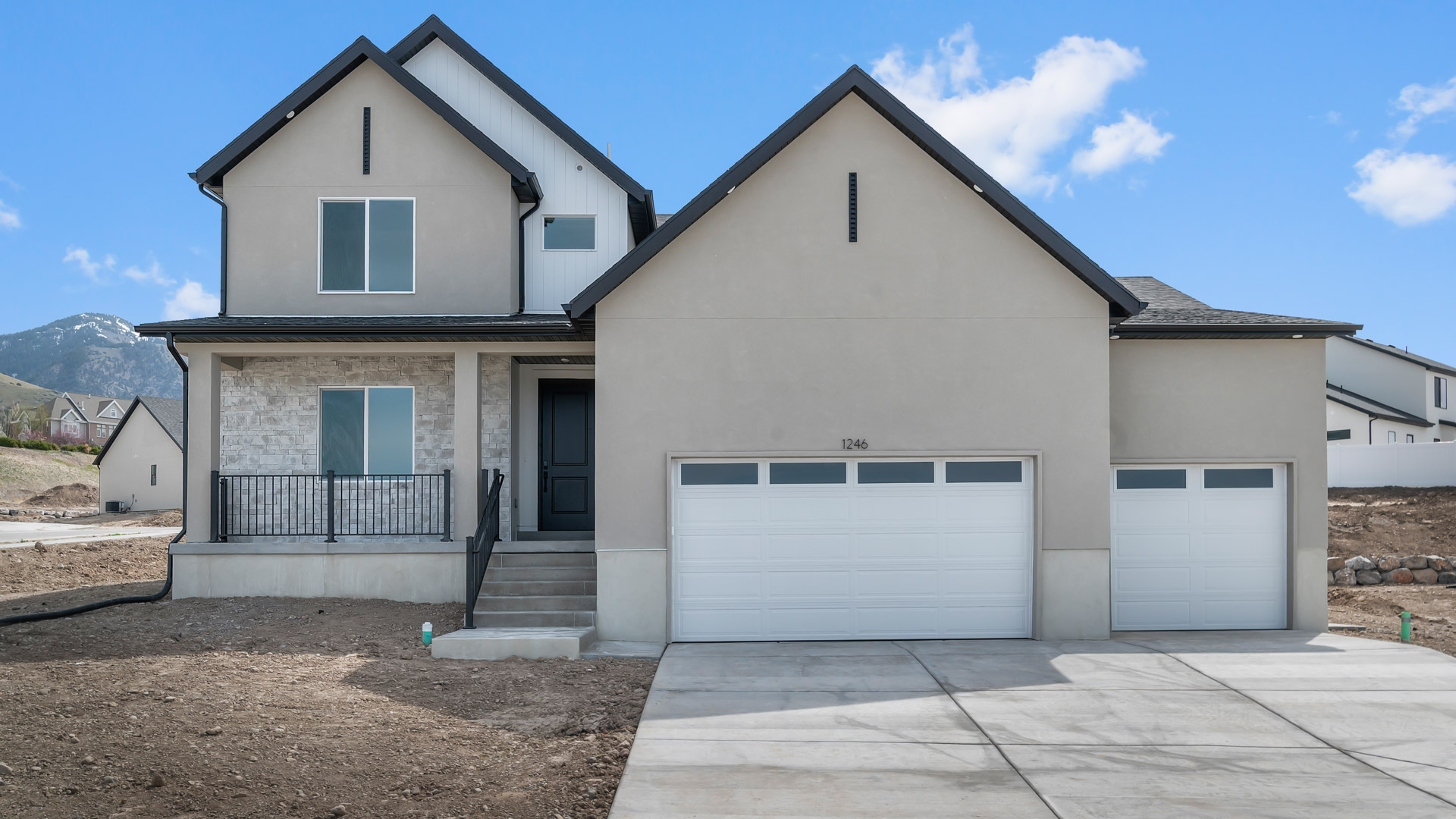 Transitional elevation Harmony home.