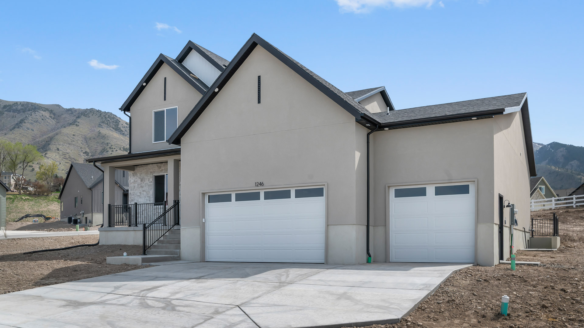 Transitional elevation Harmony home.