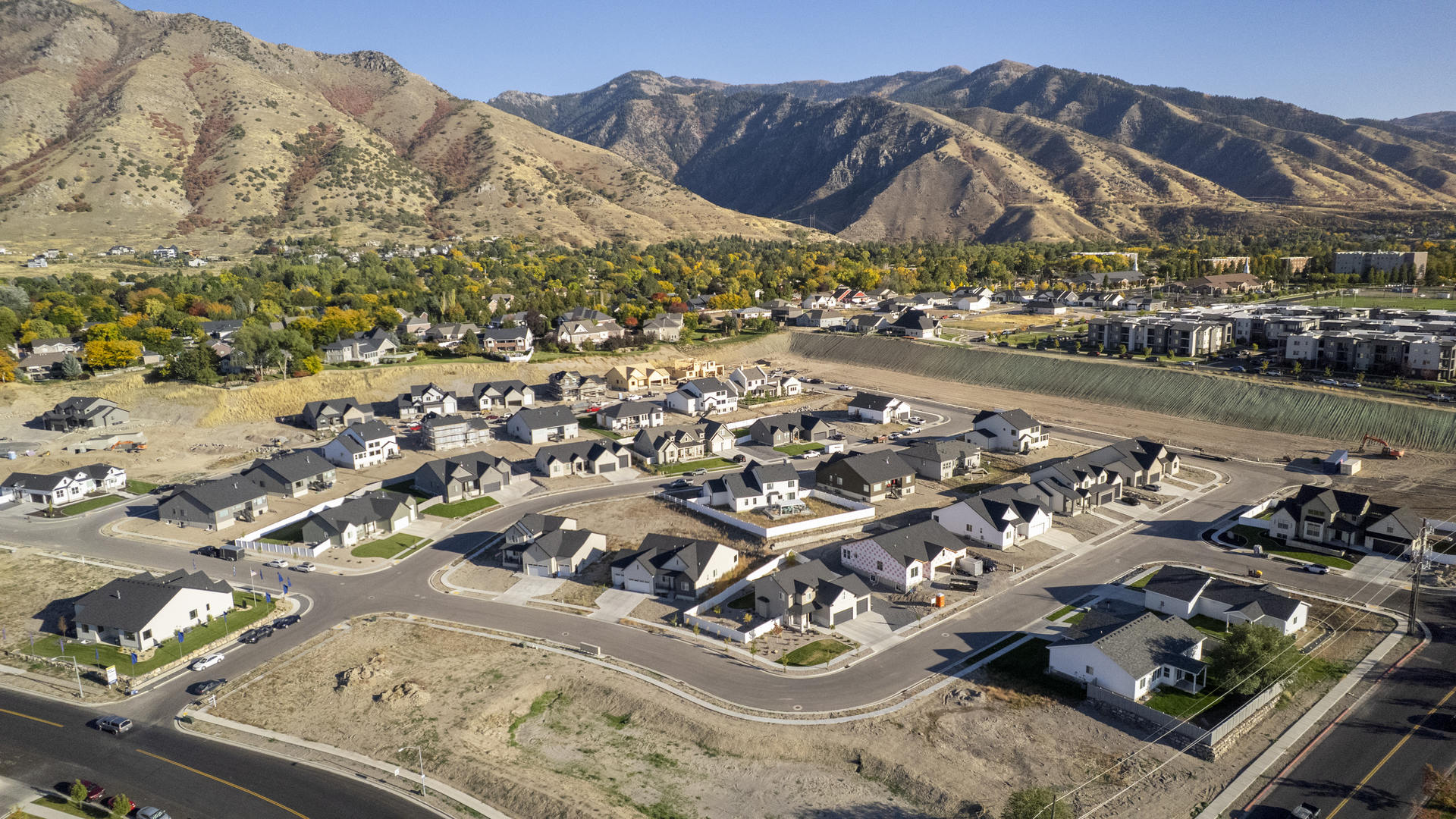 Mountainside Estates aerial of new community in Logan, Utah