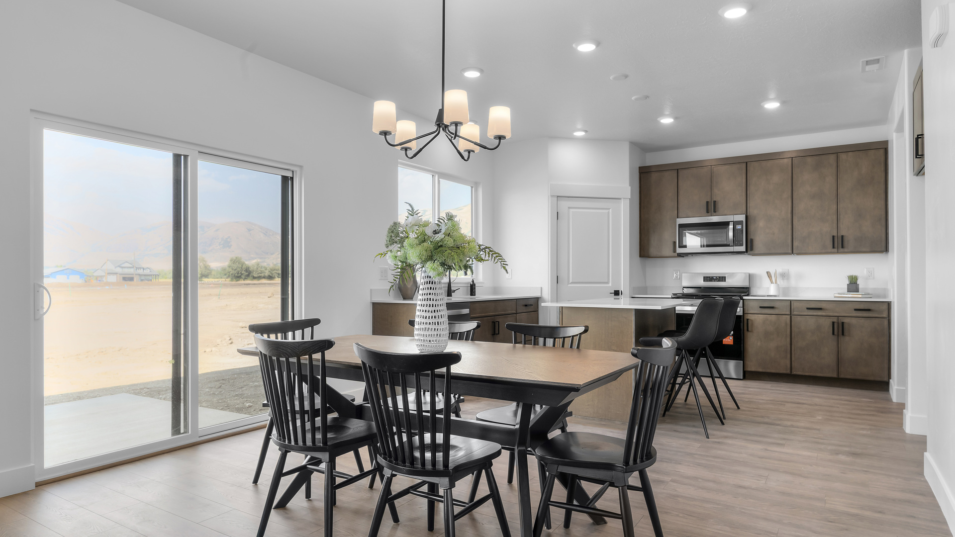 Dining space with glass patio doors