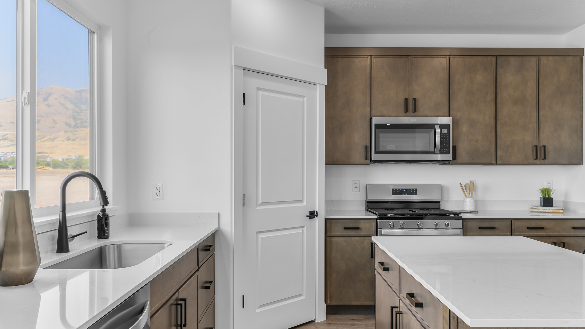 Kitchen with stainless steel appliances