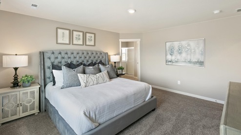Primary bedroom of Trails at Crowfoot model home by D.R. Horton in Parker, CO