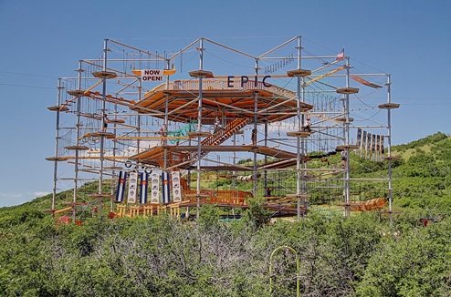 Epic Sky Trek, the 4-story aerial trekking course with multiple challenge levels, located in Philip S. Miller Park