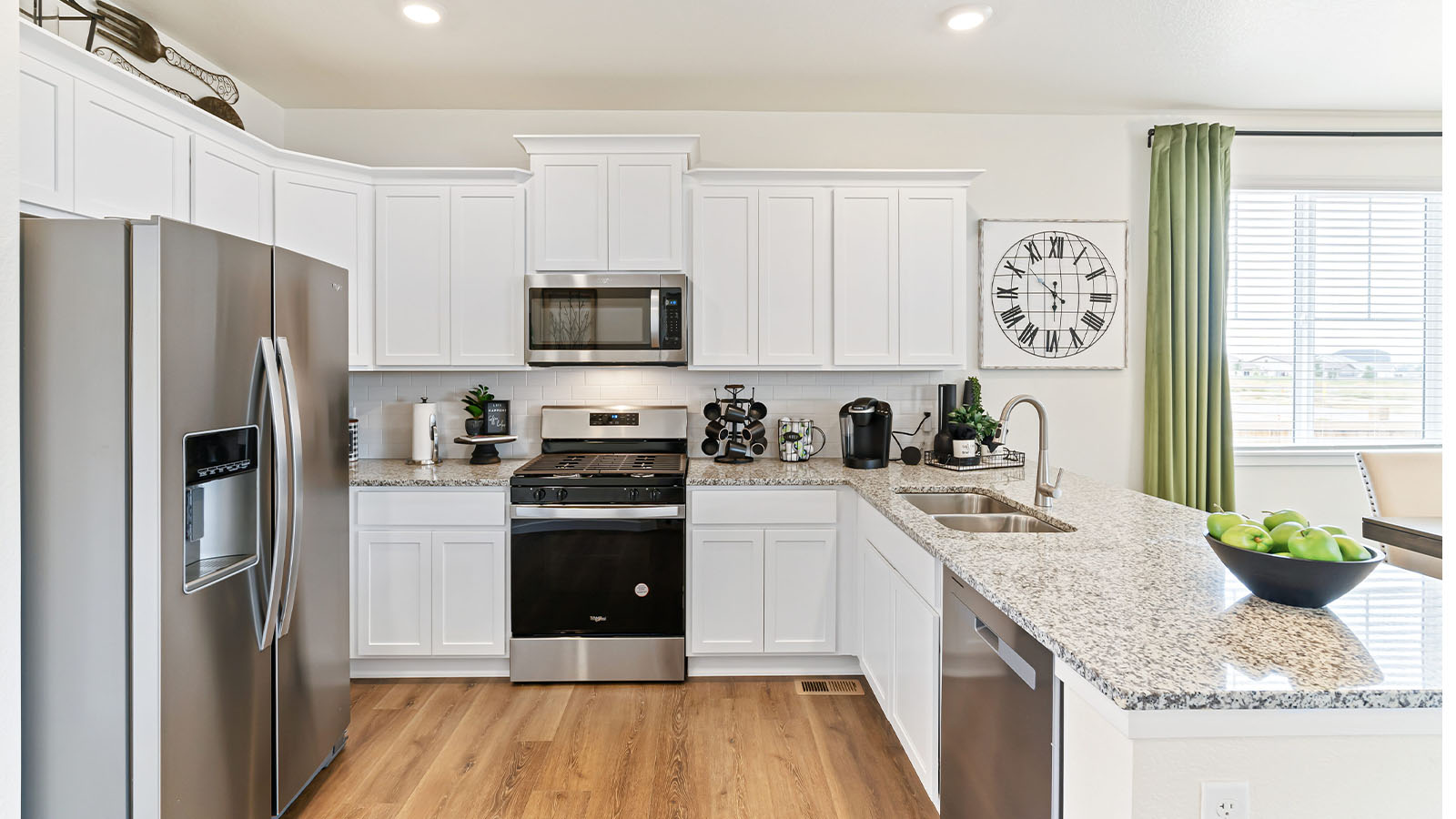 Kitchen with white cabinets