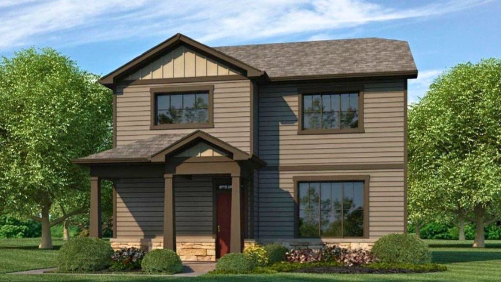 rendered exterior floor plan by D.R. Horton in Sky Ranch Community