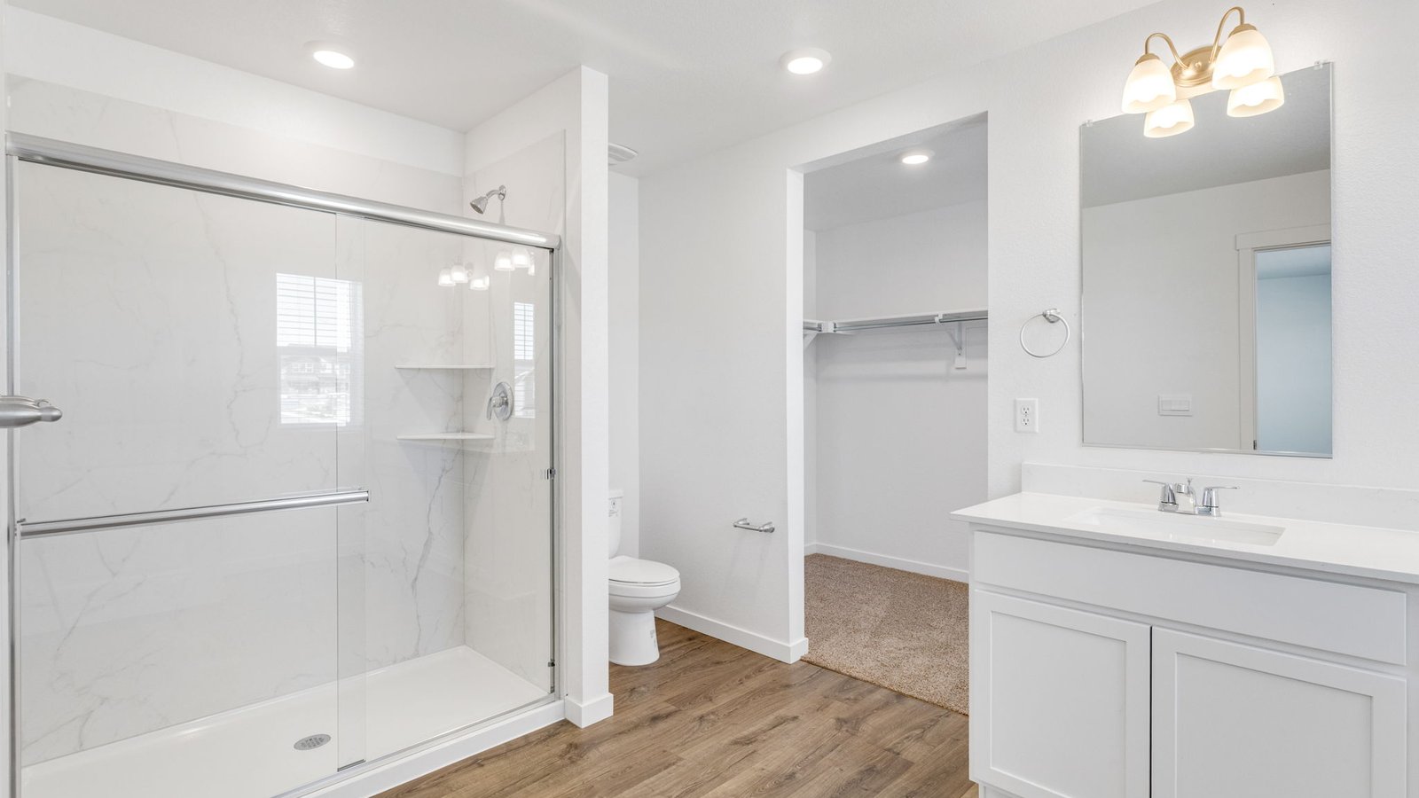 Attached primary bathroom in new Elbert floor plan by D.R. Horton