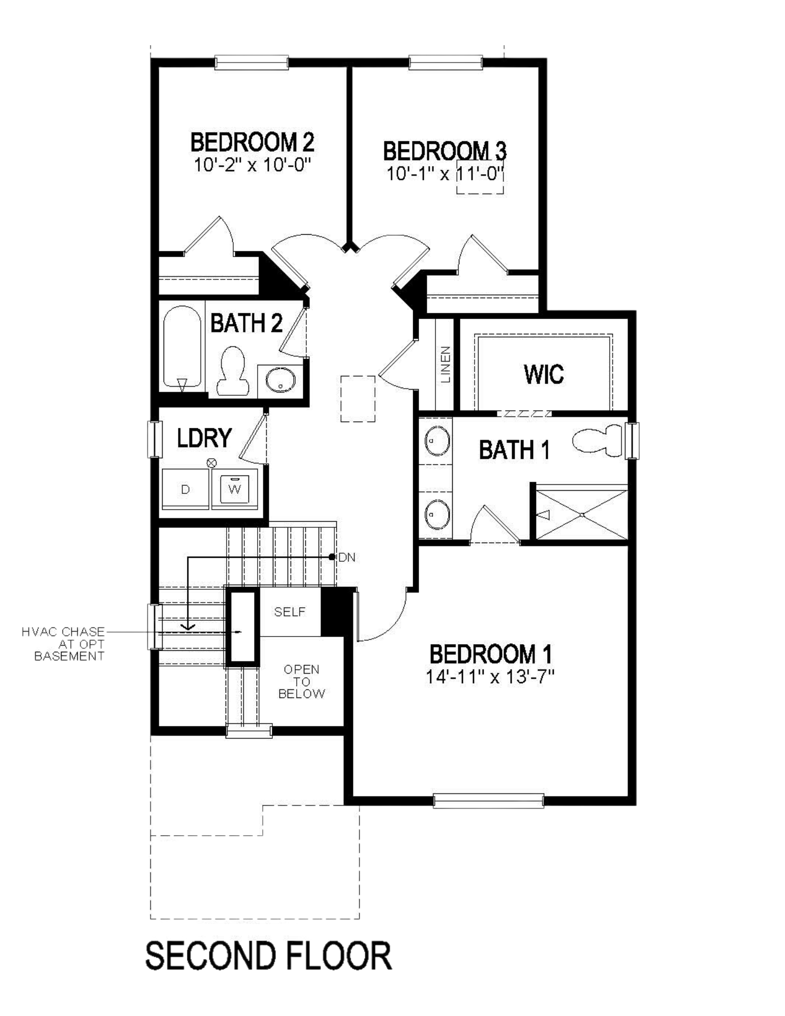 Douglas two-story home layout - second floor - at Sky Ranch by D.R. Horton