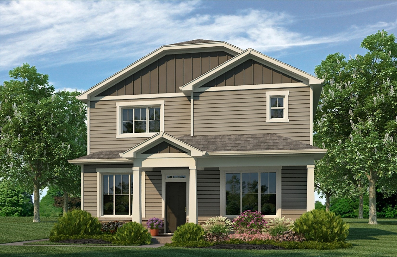 Rendered exterior elevation option C of Washington two-story home plan featured at Sky Ranch by D.R. Horton