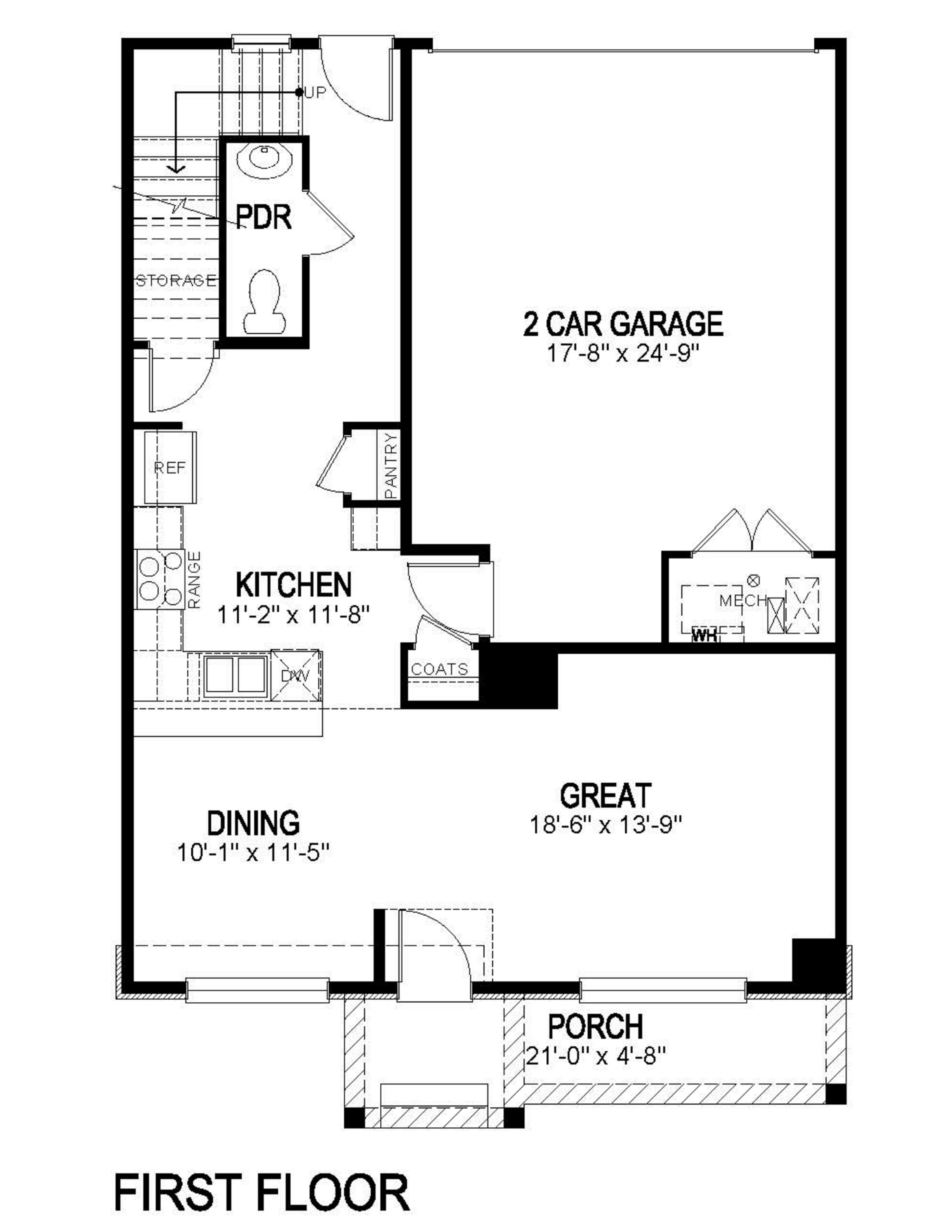 First floor of Washington plan layout, featured at Sky Ranch by D.R. Horton