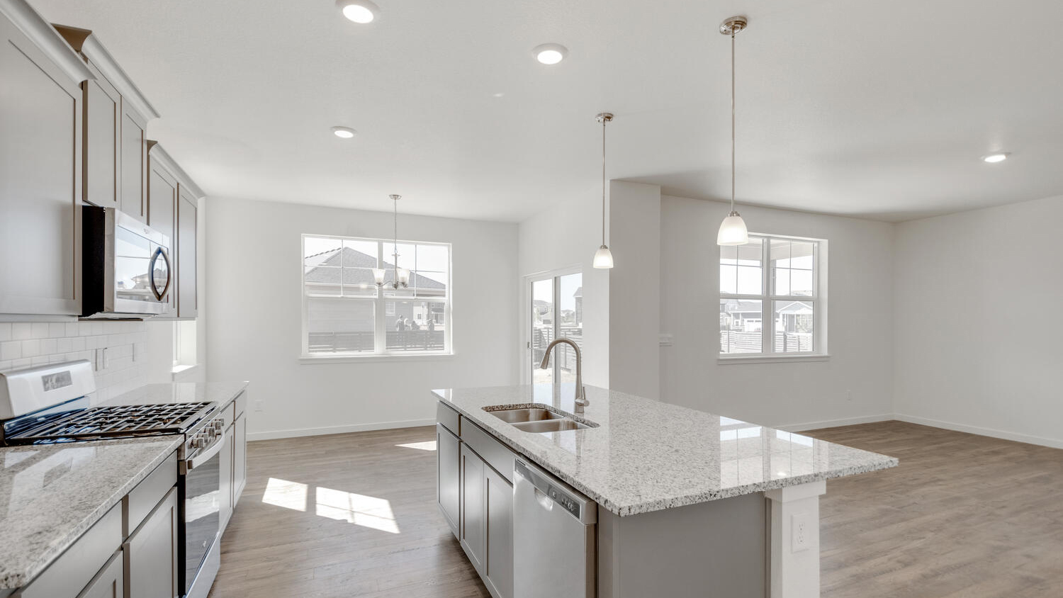 Spacious kitchen island of new D.R. Horton home at Sky Ranch community