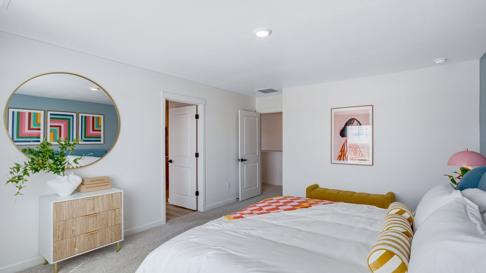 primary bedroom with ensuite in new construction home colorado