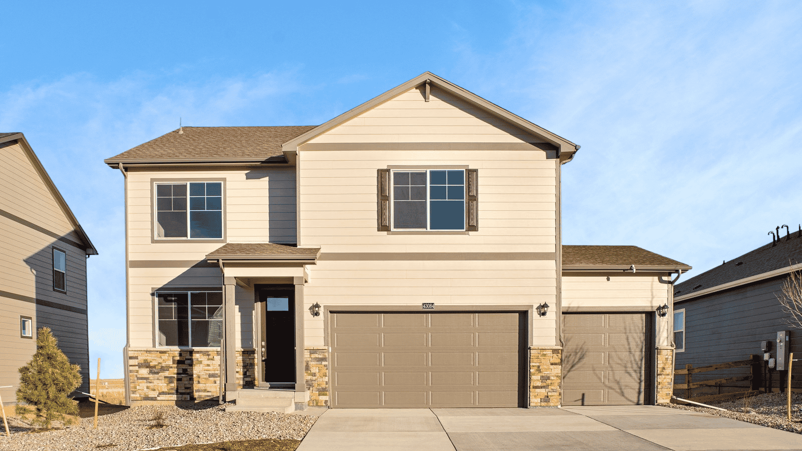 Exterior of two story Bridgeport floor plan in new home in Monument, Colorado